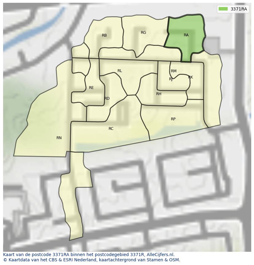 Afbeelding van het postcodegebied 3371 RA op de kaart.