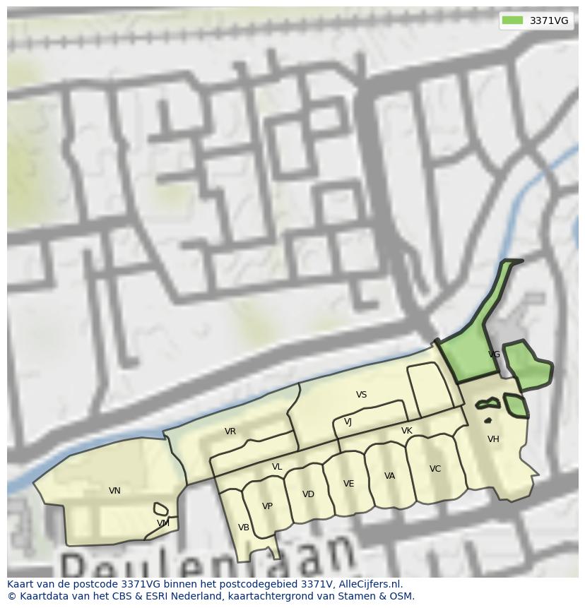 Afbeelding van het postcodegebied 3371 VG op de kaart.
