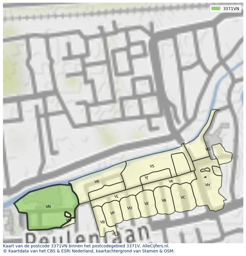 Afbeelding van het postcodegebied 3371 VN op de kaart.