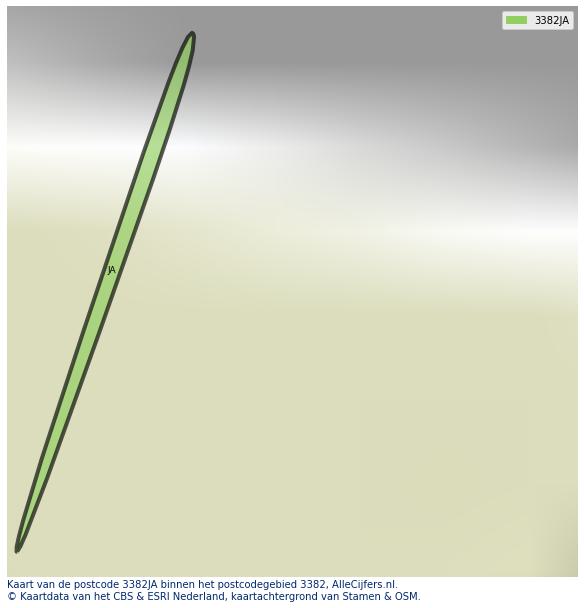 Afbeelding van het postcodegebied 3382 JA op de kaart.