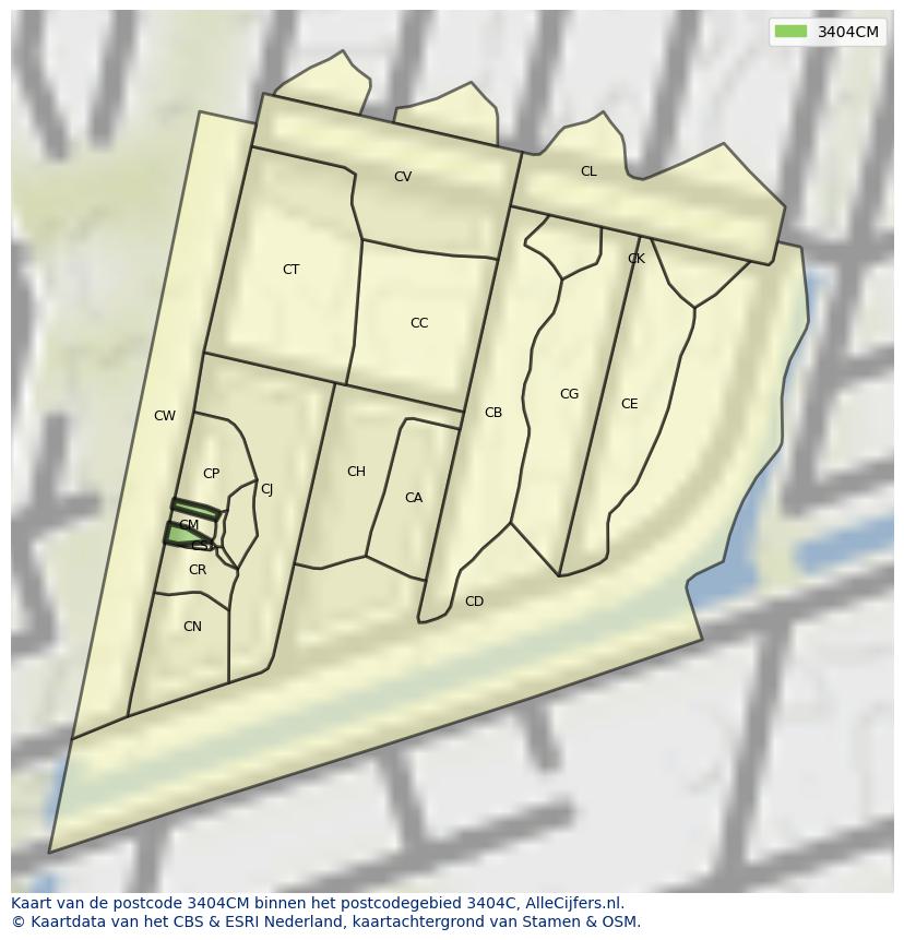 Afbeelding van het postcodegebied 3404 CM op de kaart.