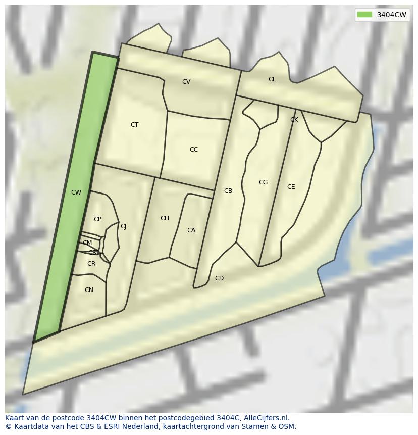Afbeelding van het postcodegebied 3404 CW op de kaart.