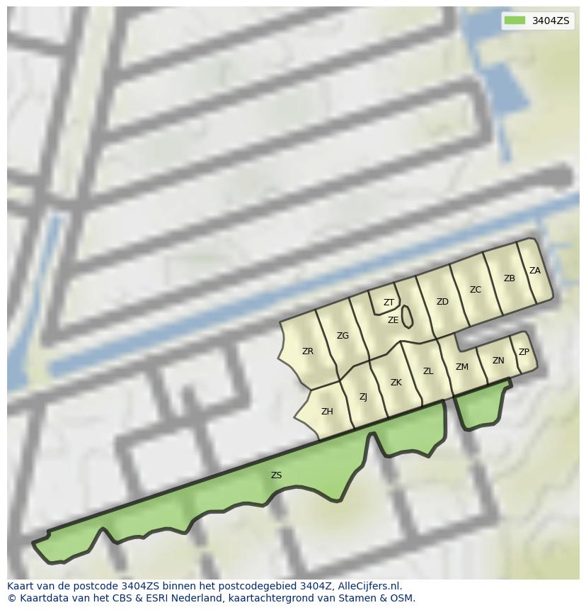 Afbeelding van het postcodegebied 3404 ZS op de kaart.