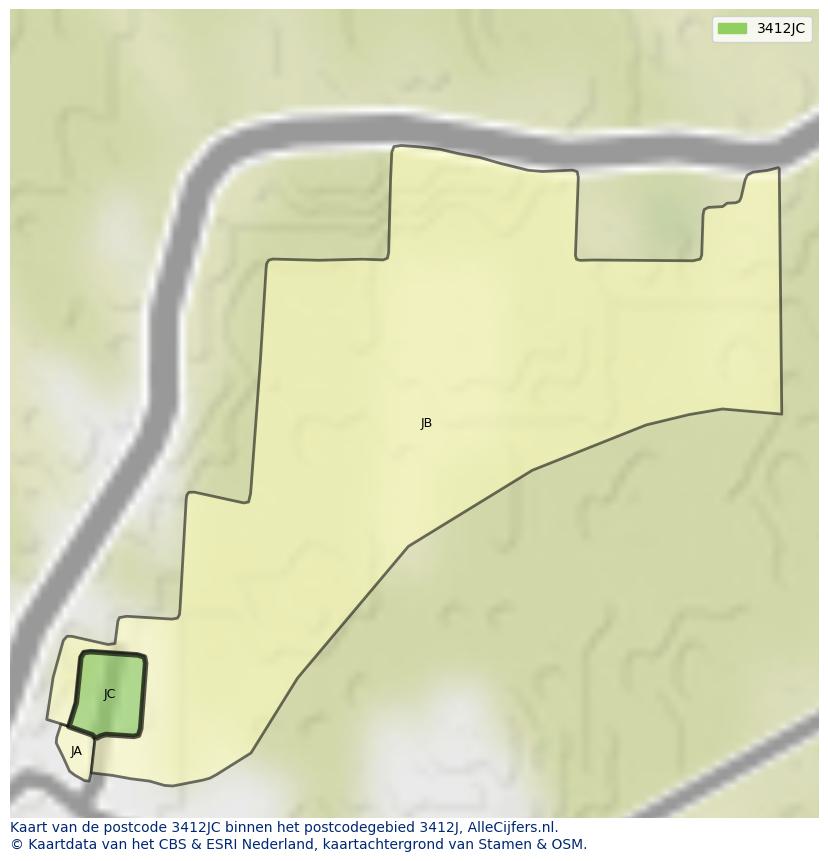 Afbeelding van het postcodegebied 3412 JC op de kaart.