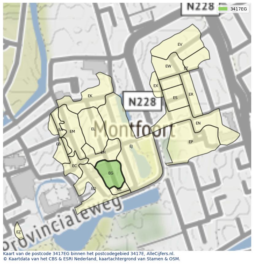 Afbeelding van het postcodegebied 3417 EG op de kaart.