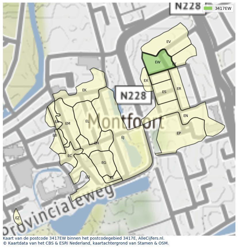 Afbeelding van het postcodegebied 3417 EW op de kaart.