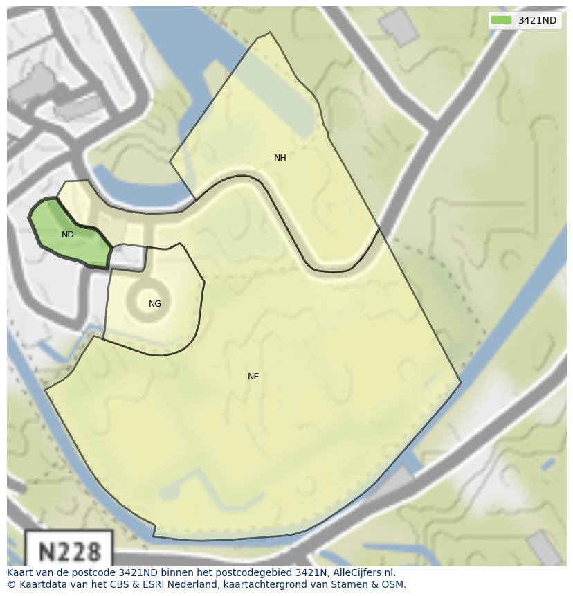 Afbeelding van het postcodegebied 3421 ND op de kaart.