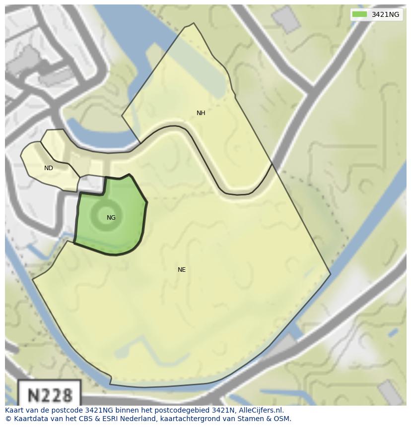 Afbeelding van het postcodegebied 3421 NG op de kaart.