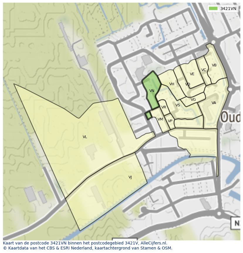 Afbeelding van het postcodegebied 3421 VN op de kaart.