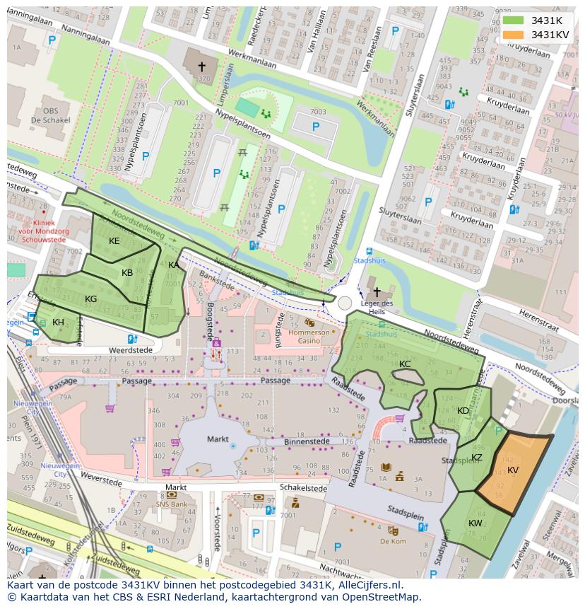 Afbeelding van het postcodegebied 3431 KV op de kaart.