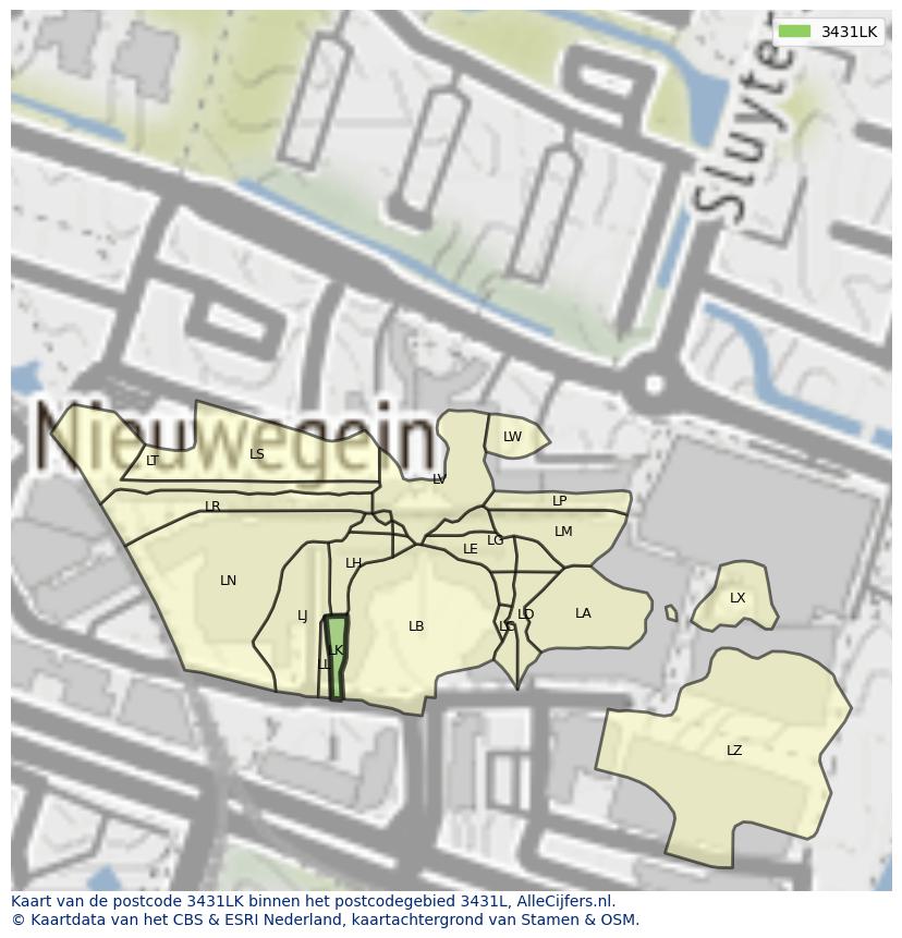 Afbeelding van het postcodegebied 3431 LK op de kaart.