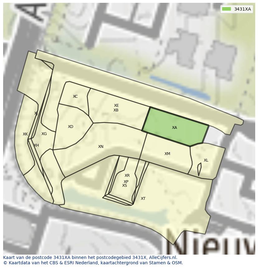 Afbeelding van het postcodegebied 3431 XA op de kaart.