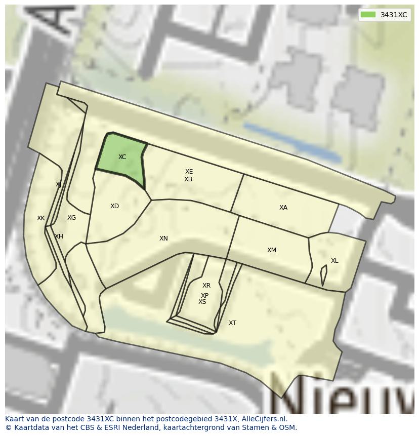 Afbeelding van het postcodegebied 3431 XC op de kaart.