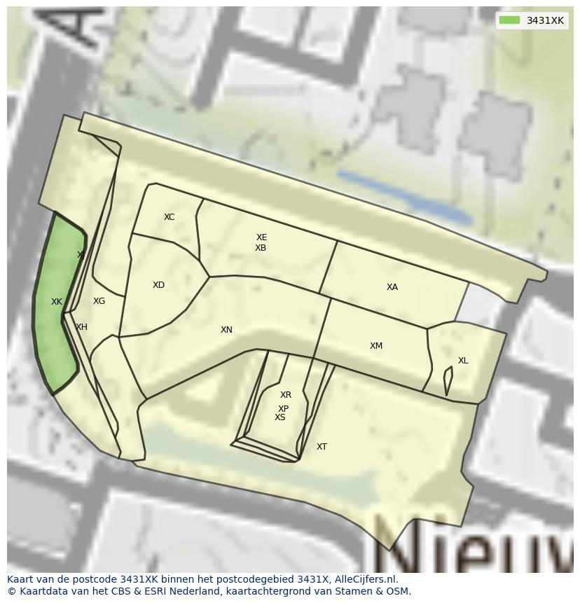 Afbeelding van het postcodegebied 3431 XK op de kaart.