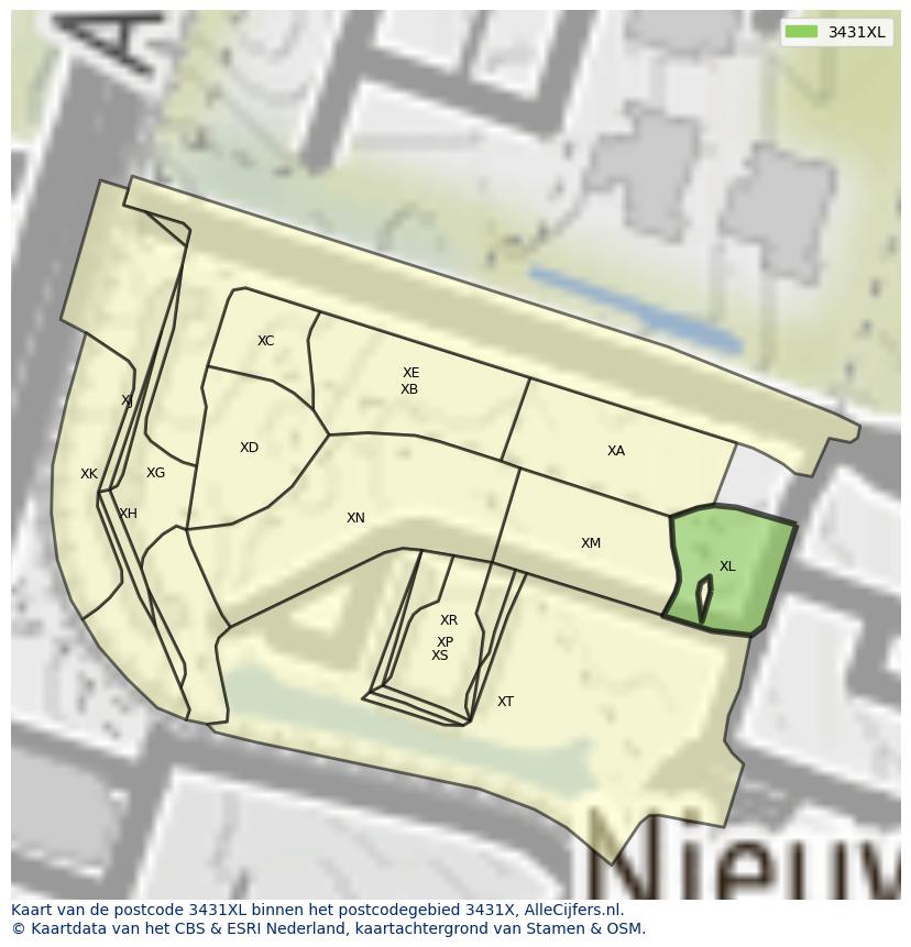 Afbeelding van het postcodegebied 3431 XL op de kaart.
