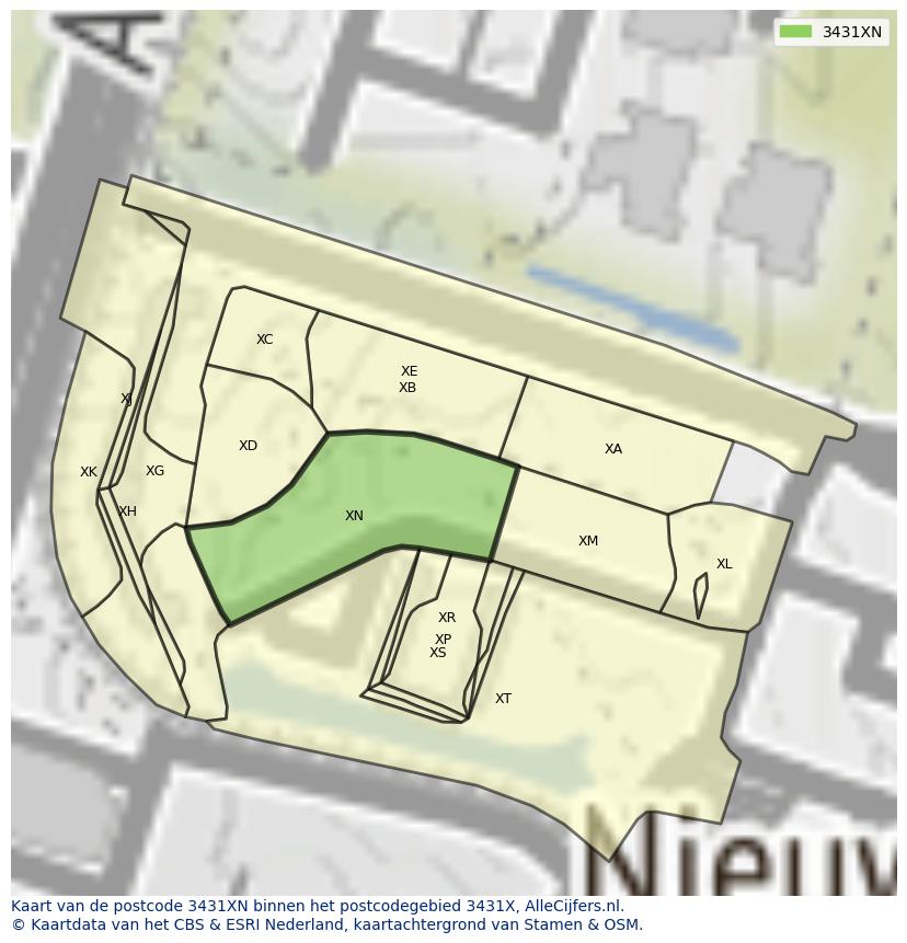 Afbeelding van het postcodegebied 3431 XN op de kaart.