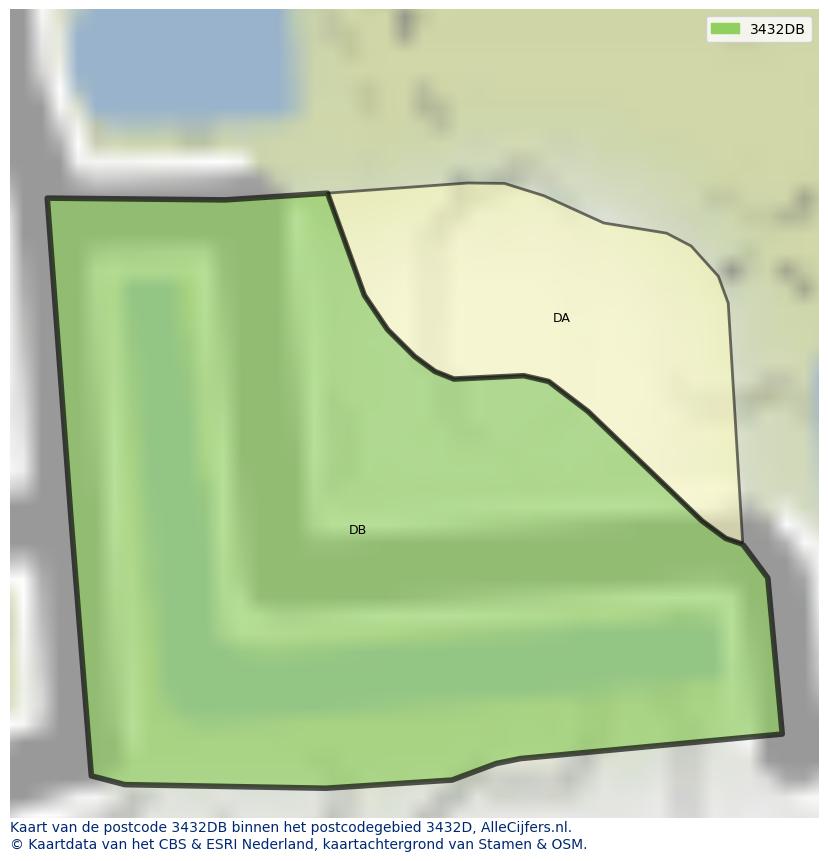 Afbeelding van het postcodegebied 3432 DB op de kaart.