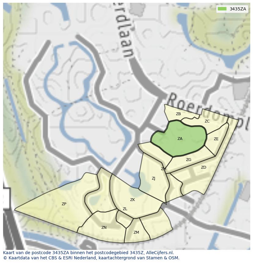 Afbeelding van het postcodegebied 3435 ZA op de kaart.
