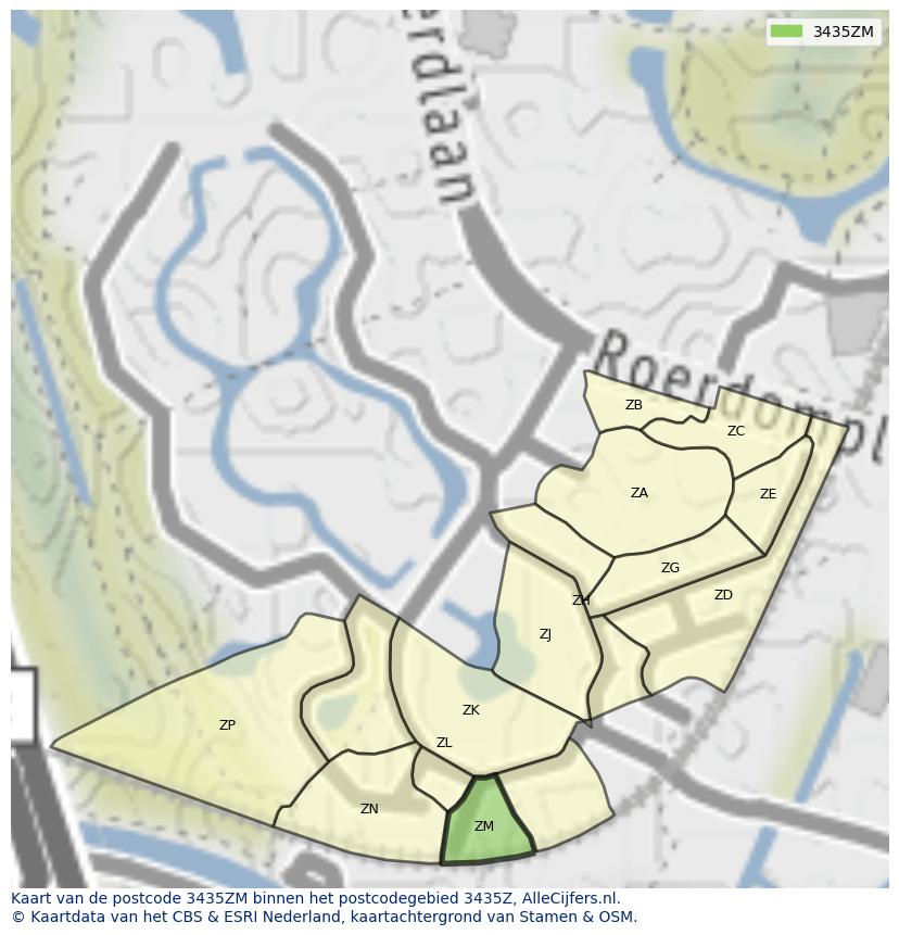 Afbeelding van het postcodegebied 3435 ZM op de kaart.