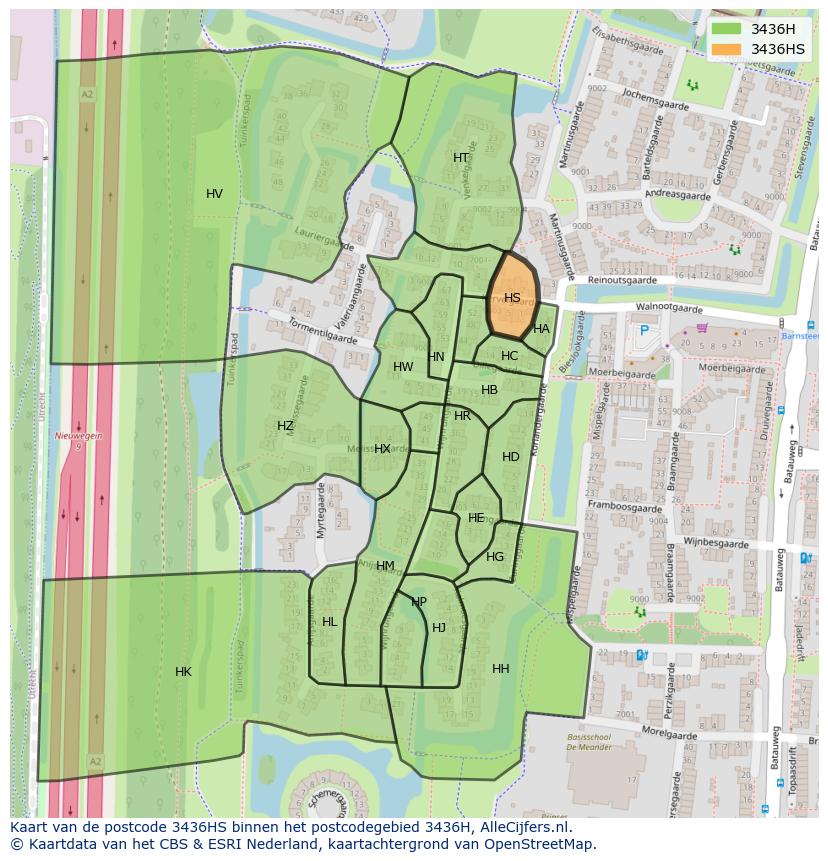 Afbeelding van het postcodegebied 3436 HS op de kaart.