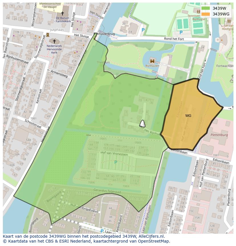 Afbeelding van het postcodegebied 3439 WG op de kaart.