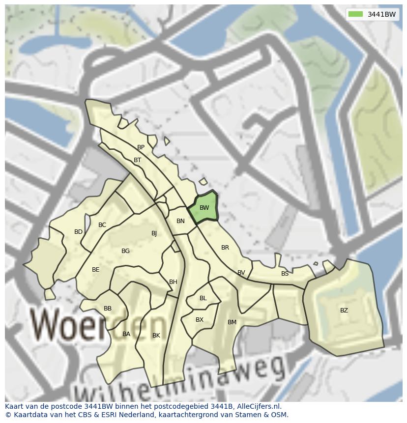 Afbeelding van het postcodegebied 3441 BW op de kaart.