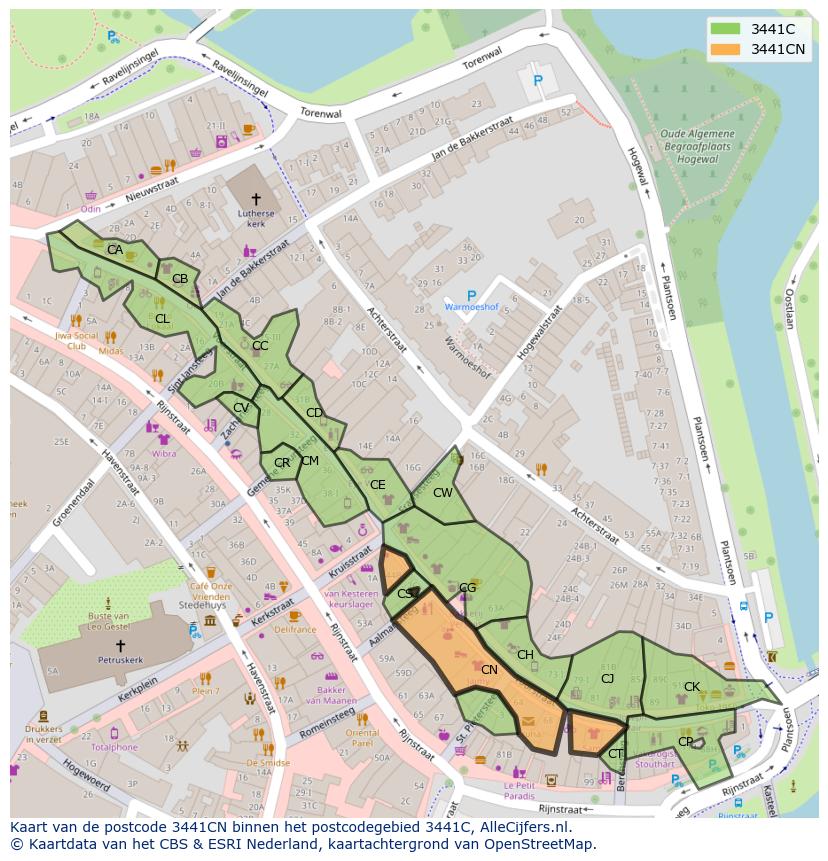 Afbeelding van het postcodegebied 3441 CN op de kaart.