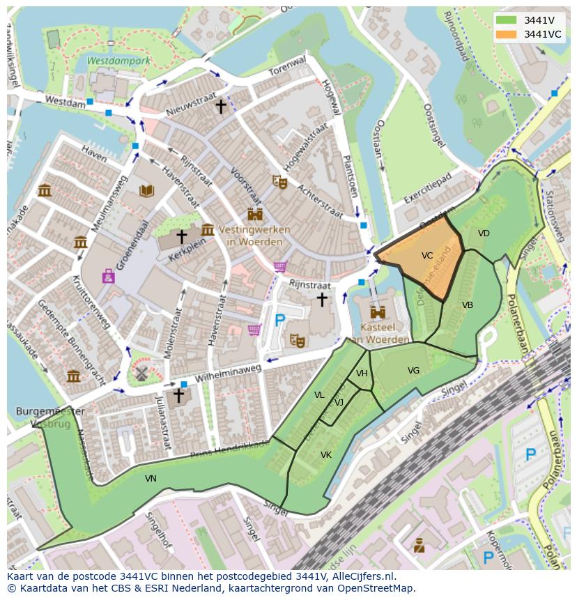 Afbeelding van het postcodegebied 3441 VC op de kaart.