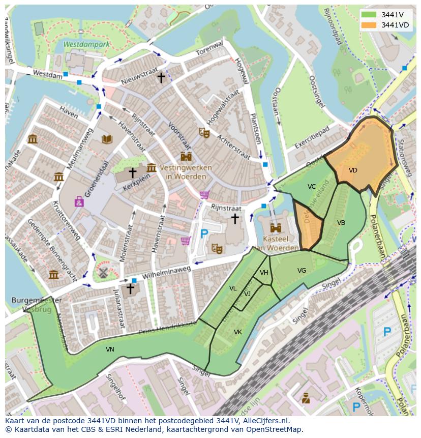 Afbeelding van het postcodegebied 3441 VD op de kaart.