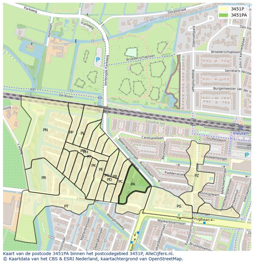 Afbeelding van het postcodegebied 3451 PA op de kaart.