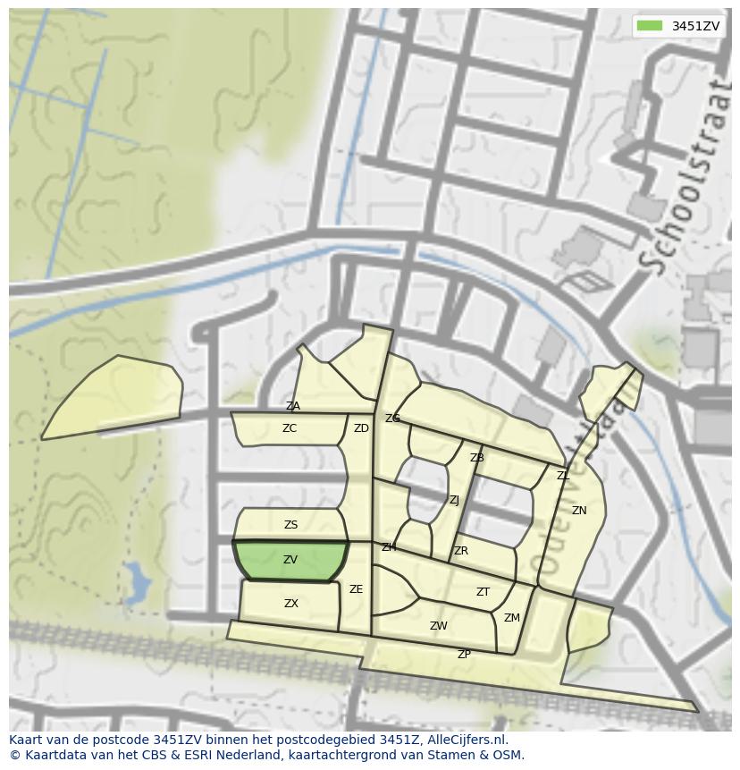Afbeelding van het postcodegebied 3451 ZV op de kaart.