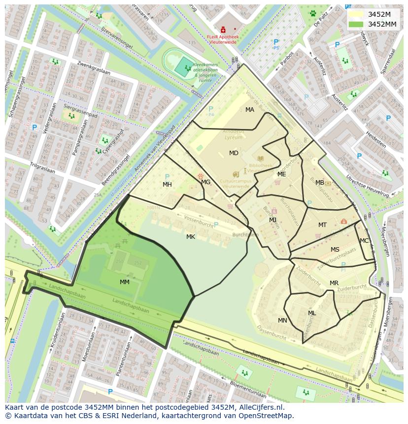Afbeelding van het postcodegebied 3452 MM op de kaart.