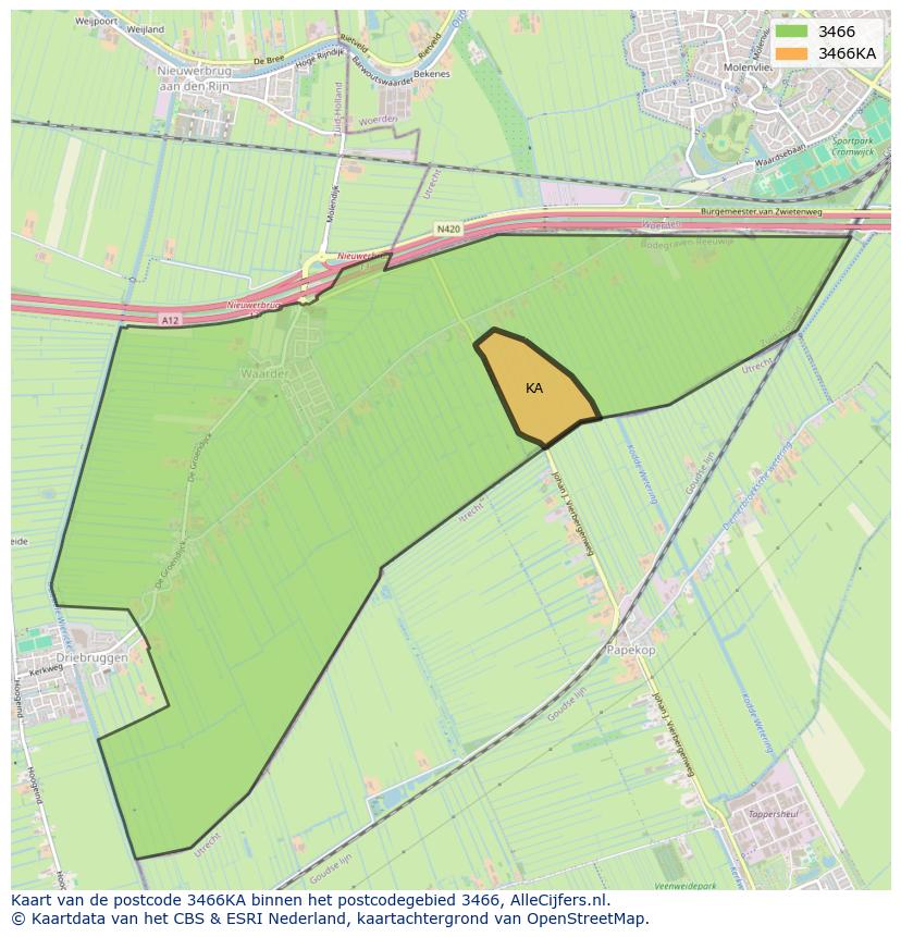 Afbeelding van het postcodegebied 3466 KA op de kaart.