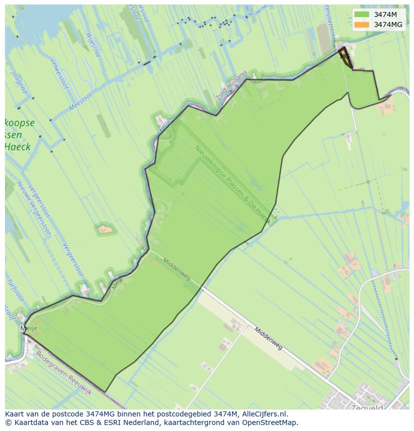 Afbeelding van het postcodegebied 3474 MG op de kaart.
