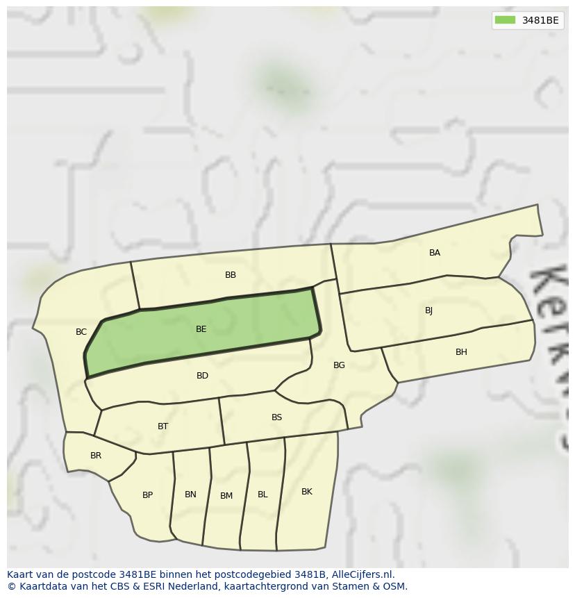 Afbeelding van het postcodegebied 3481 BE op de kaart.