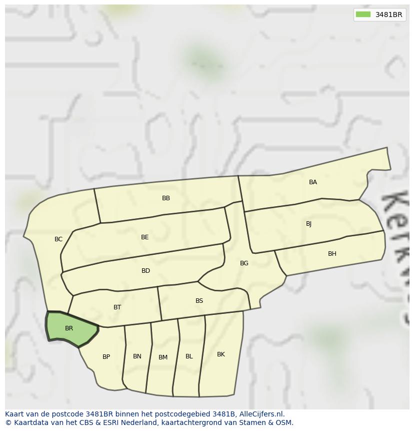 Afbeelding van het postcodegebied 3481 BR op de kaart.