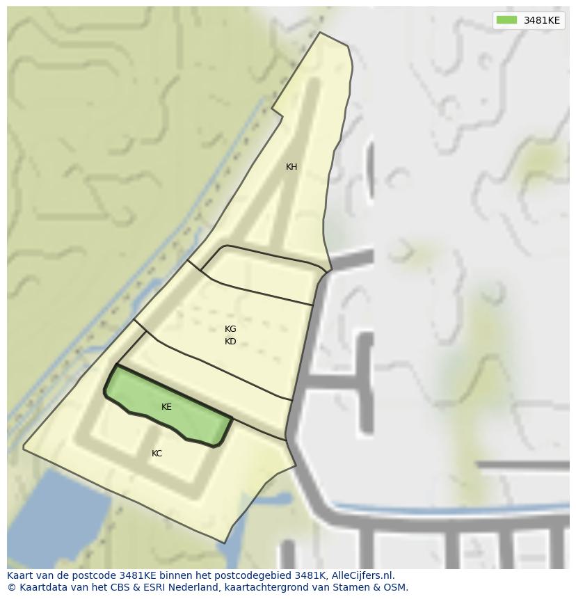 Afbeelding van het postcodegebied 3481 KE op de kaart.