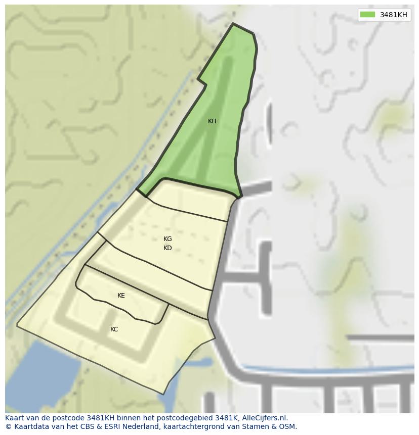 Afbeelding van het postcodegebied 3481 KH op de kaart.