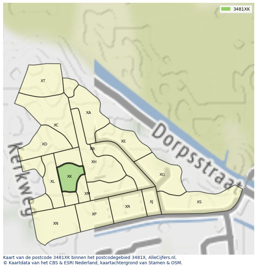 Afbeelding van het postcodegebied 3481 XK op de kaart.