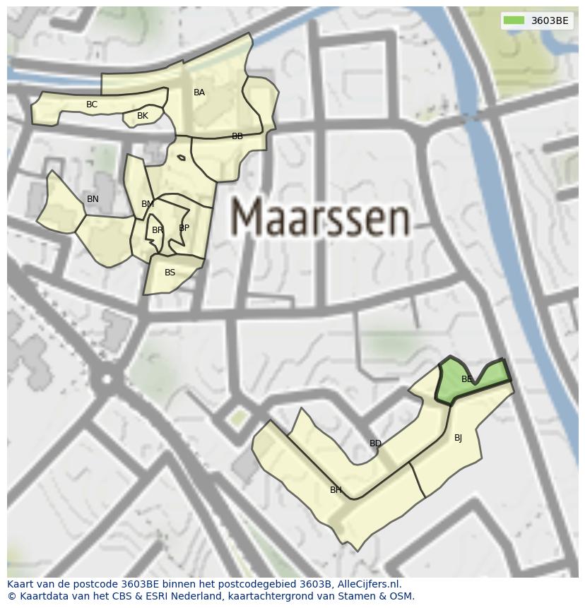 Afbeelding van het postcodegebied 3603 BE op de kaart.