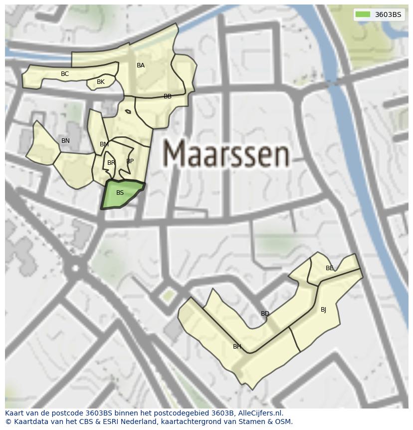 Afbeelding van het postcodegebied 3603 BS op de kaart.
