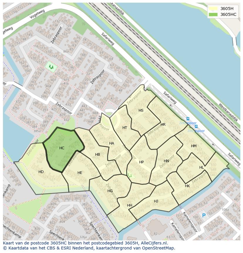 Afbeelding van het postcodegebied 3605 HC op de kaart.