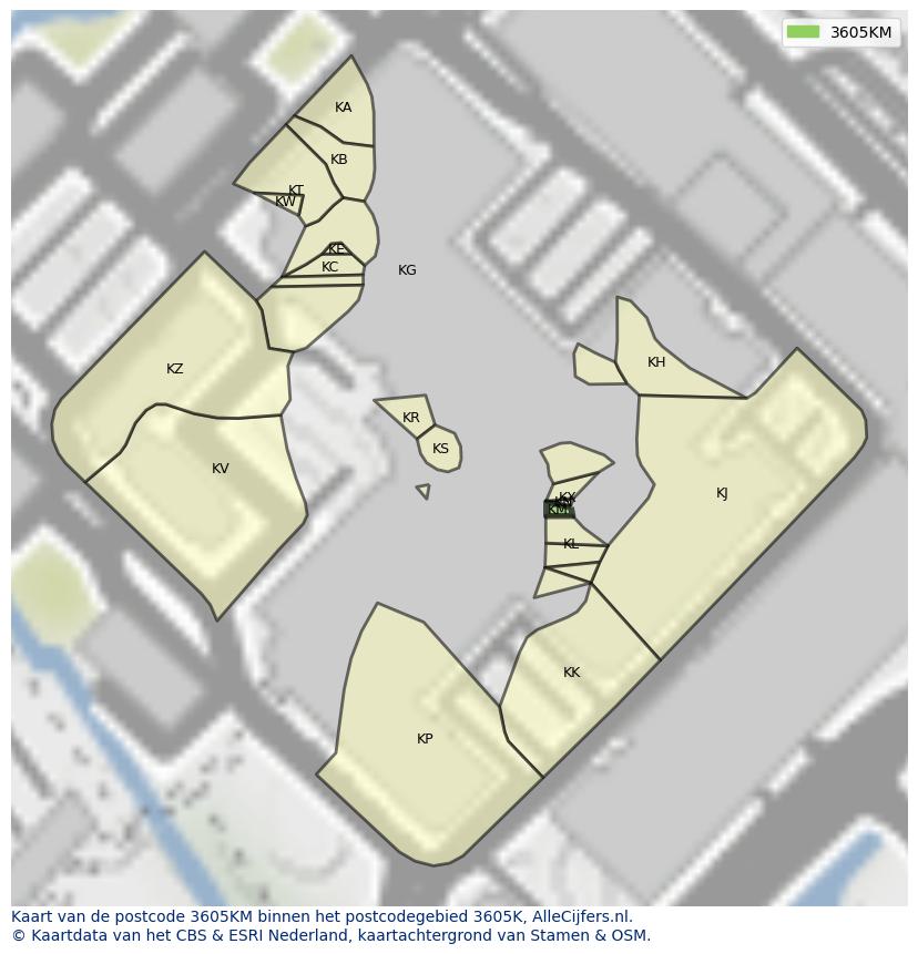 Afbeelding van het postcodegebied 3605 KM op de kaart.