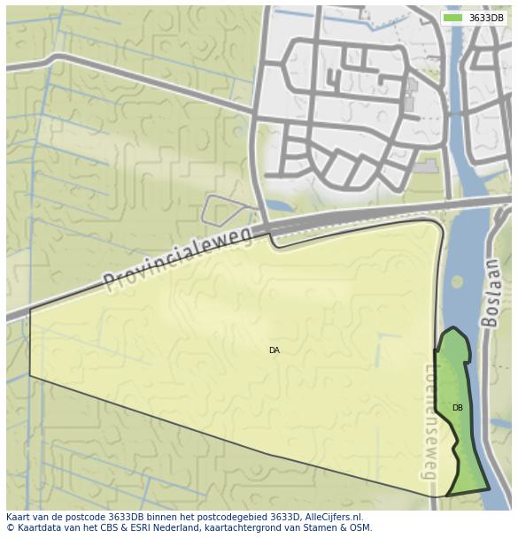Afbeelding van het postcodegebied 3633 DB op de kaart.