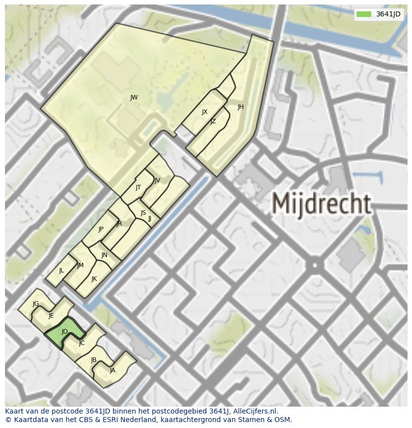 Afbeelding van het postcodegebied 3641 JD op de kaart.