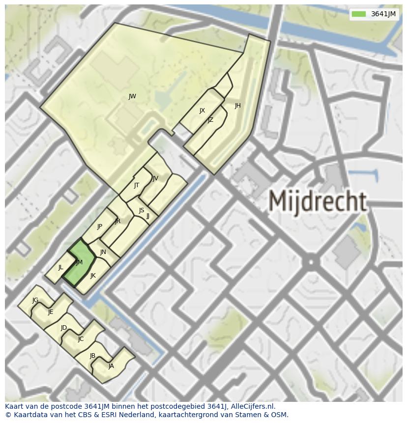 Afbeelding van het postcodegebied 3641 JM op de kaart.