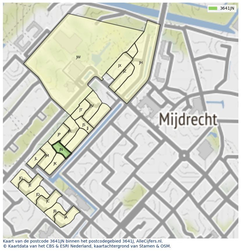 Afbeelding van het postcodegebied 3641 JN op de kaart.