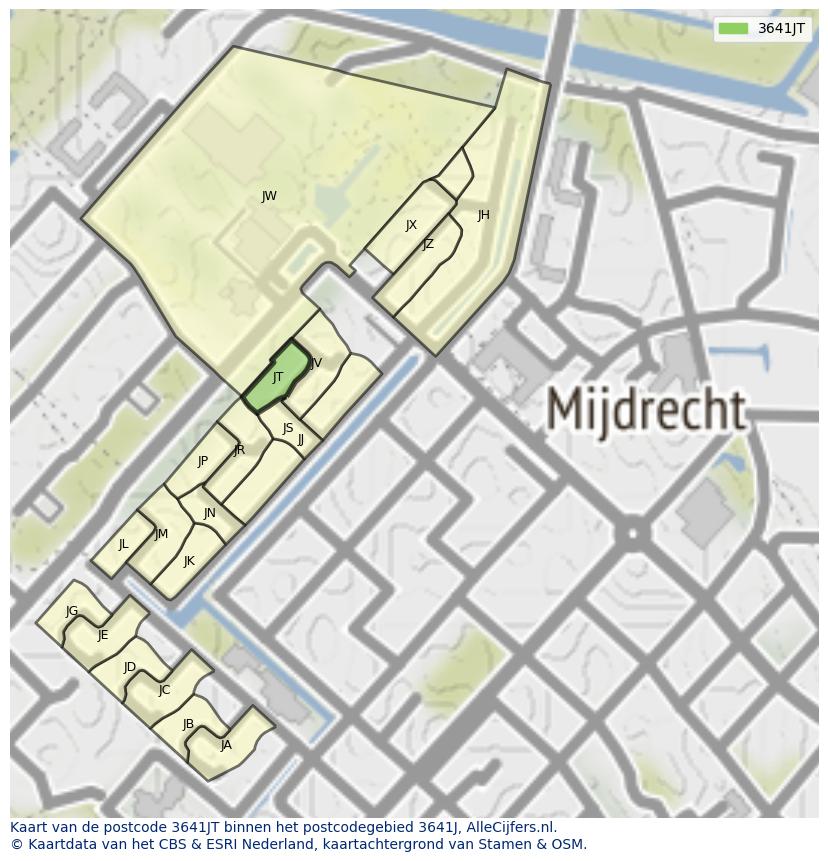 Afbeelding van het postcodegebied 3641 JT op de kaart.