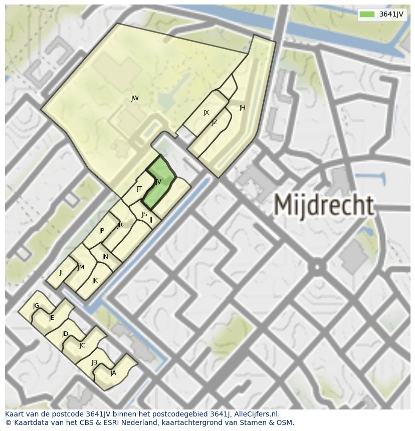 Afbeelding van het postcodegebied 3641 JV op de kaart.