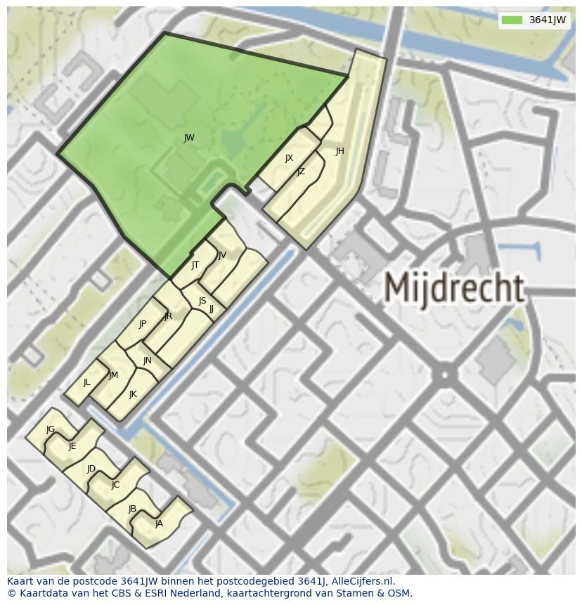 Afbeelding van het postcodegebied 3641 JW op de kaart.